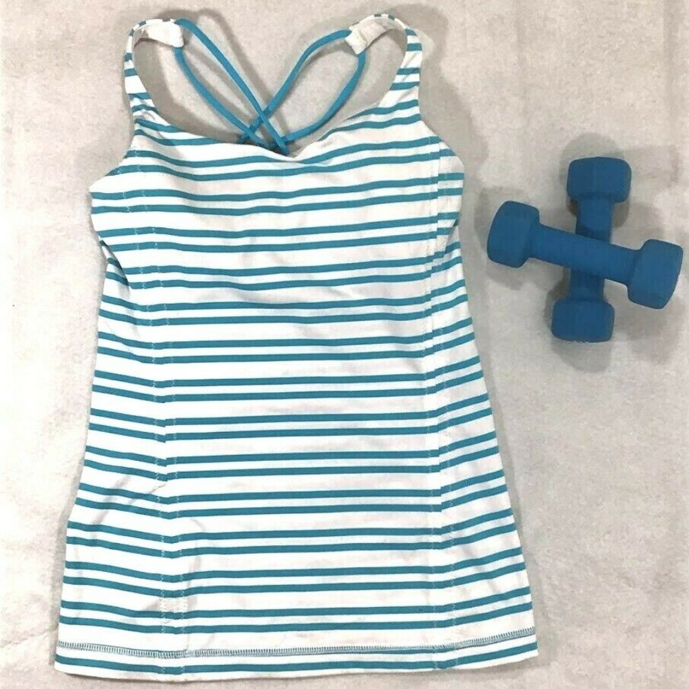 LULULEMON BLUE & WHITE FREE TO BE TANK TOP